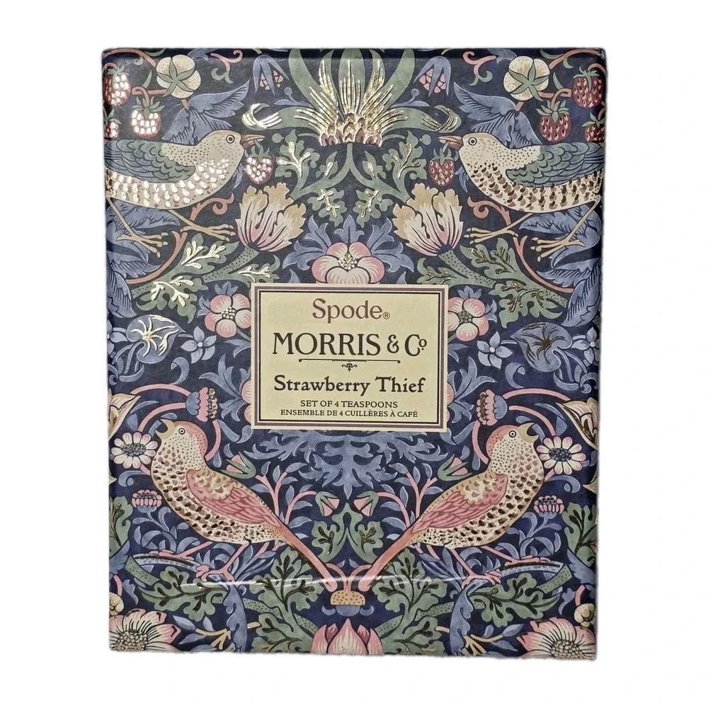 Spode Morris & Co Strawberry Thief Set Of 4 Teaspoons New In Box